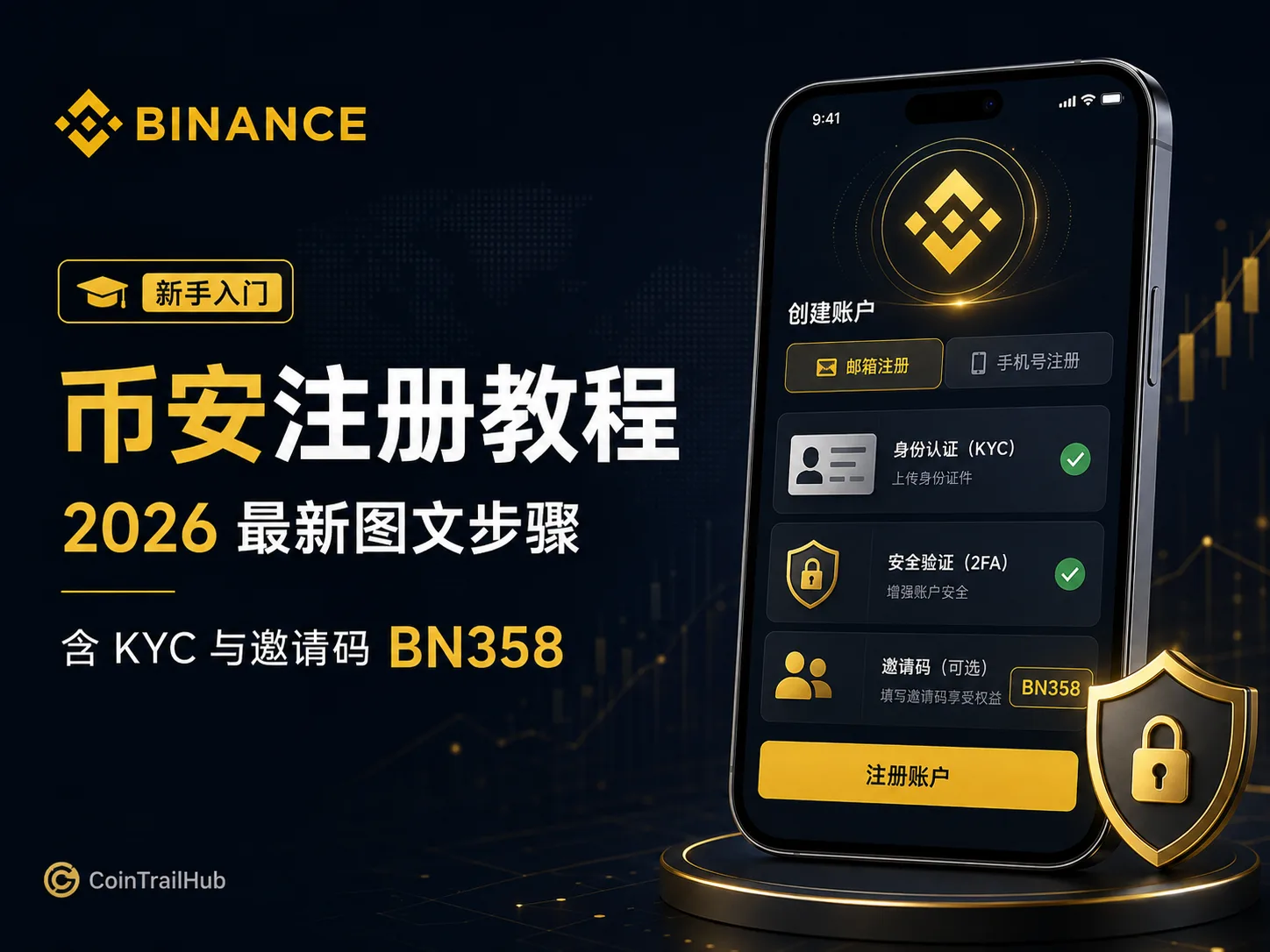 币安注册教程：2026 最新图文步骤（含 KYC 与邀请码）